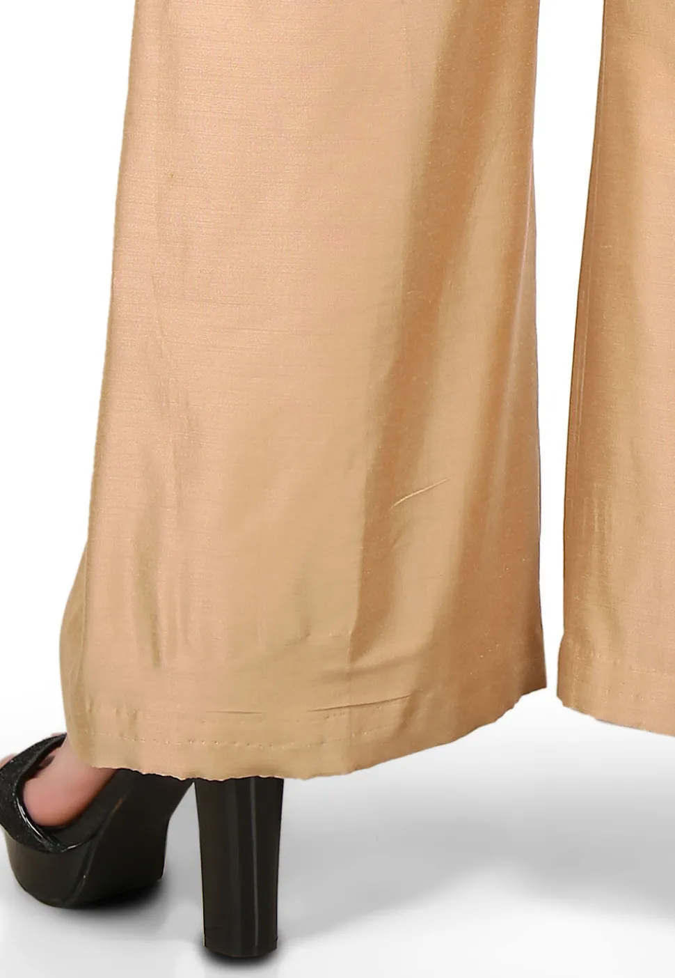 Plain Cotton Silk Palazzo Pant in Beige