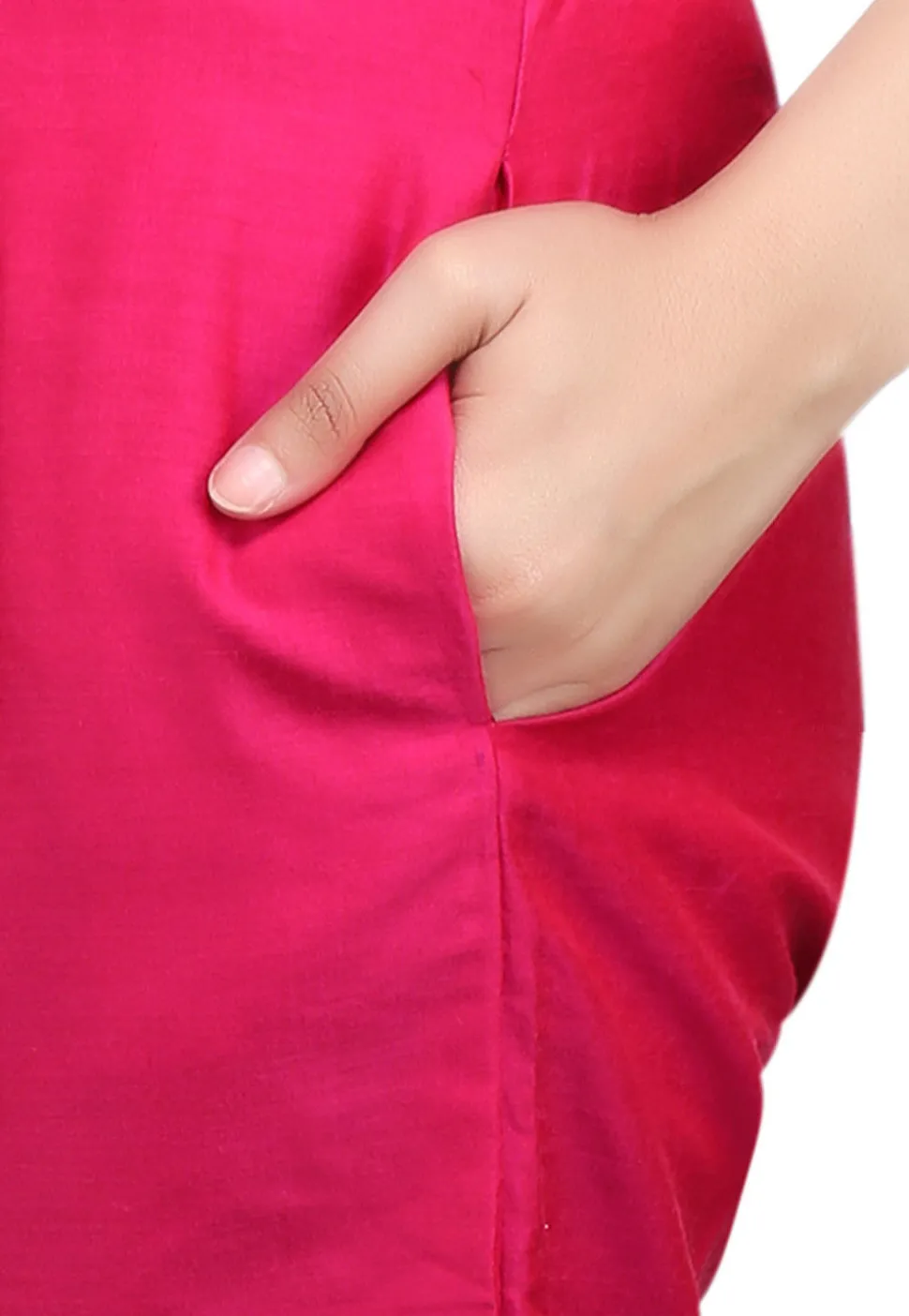Plain Cotton Silk Pant in Fuchsia