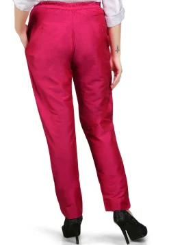 Plain Cotton Silk Pant in Fuchsia