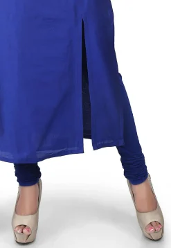 Plain Cotton Silk Straight Suit in Royal Blue