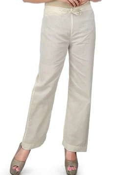 Plain Cotton Straight Pant in White