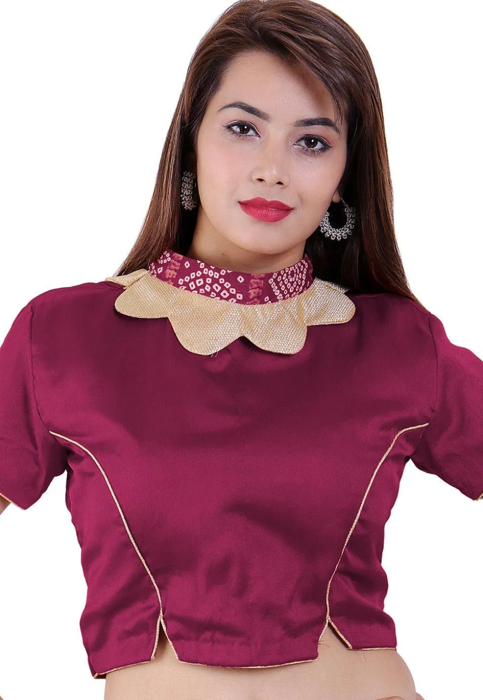 Plain Crepe Blouse in Magenta