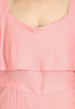 Plain Crepe Jumpsuit in Pink