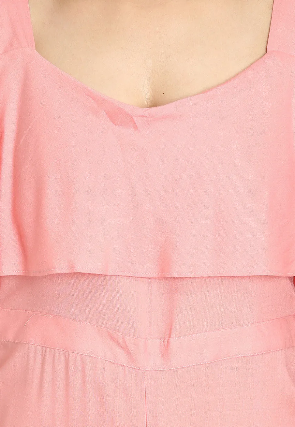 Plain Crepe Jumpsuit in Pink