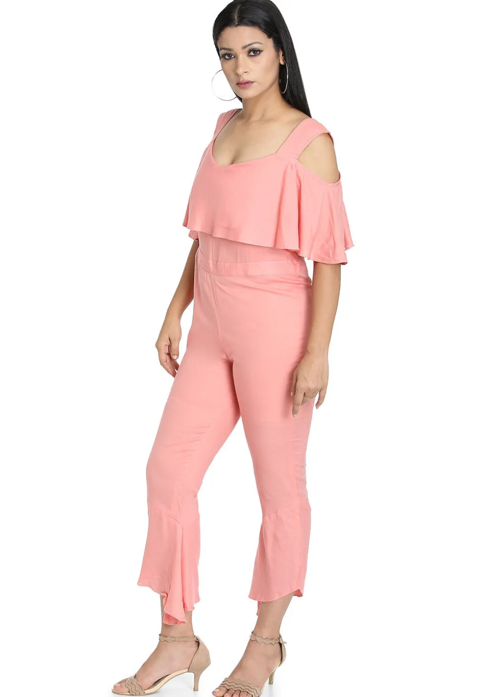 Plain Crepe Jumpsuit in Pink