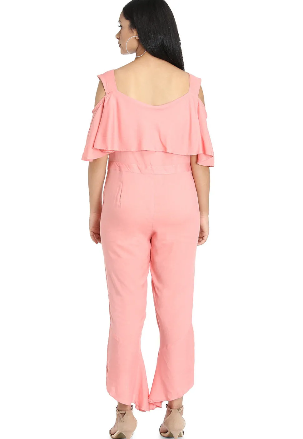 Plain Crepe Jumpsuit in Pink