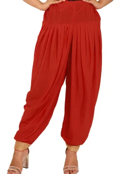 Plain Crepe Patiala in Red