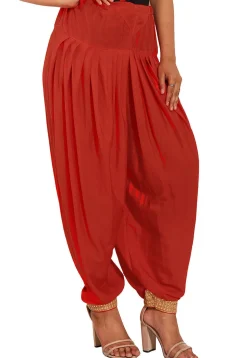 Plain Crepe Patiala in Red