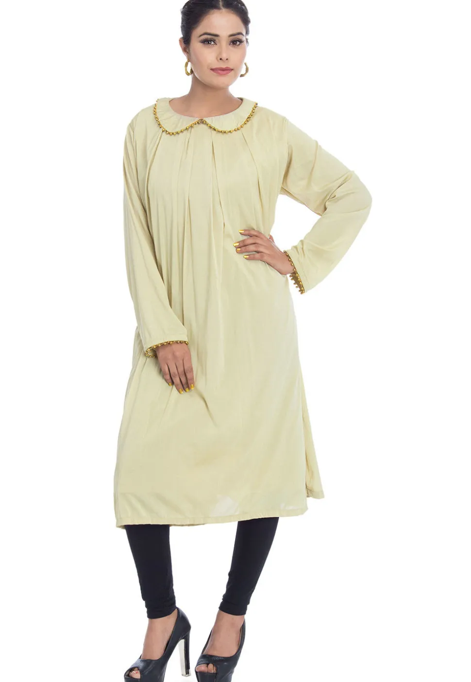 Plain Crepe Tunic in Light Green
