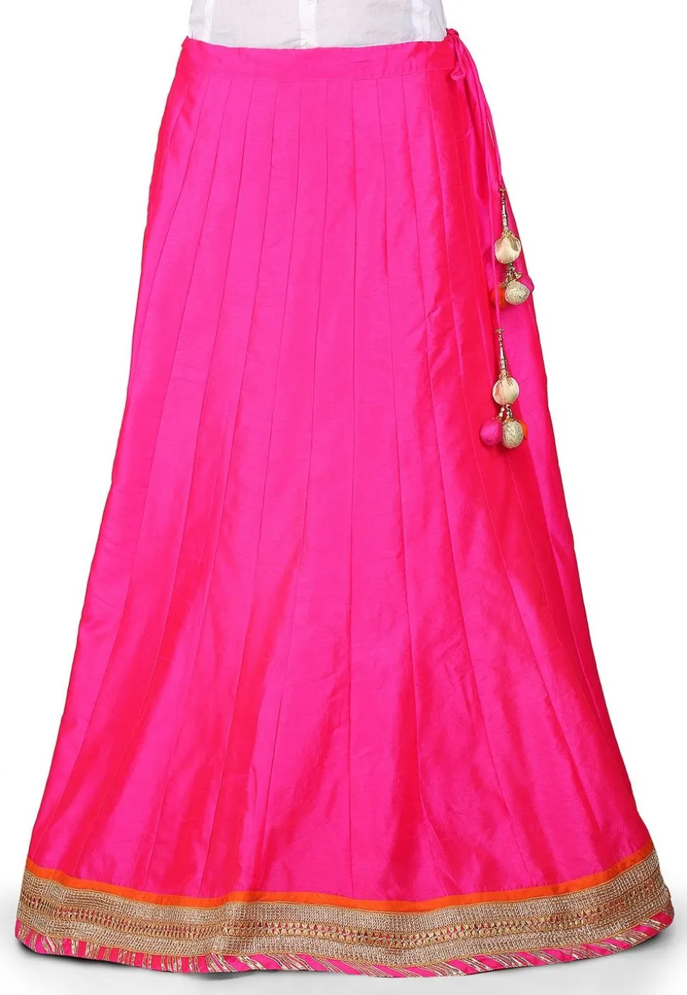 Plain Dupion Art Silk Skirt in Fuchsia