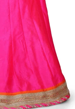 Plain Dupion Art Silk Skirt in Fuchsia