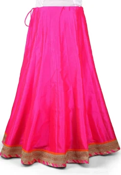 Plain Dupion Art Silk Skirt in Fuchsia
