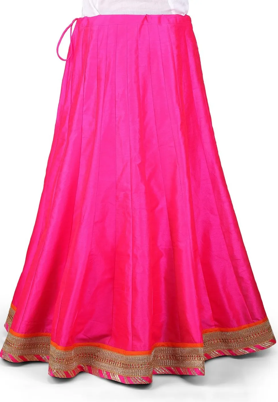 Plain Dupion Art Silk Skirt in Fuchsia