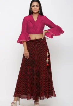 Plain Dupion Silk Blouse in Fuchsia