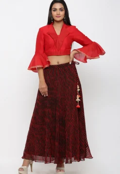 Plain Dupion Silk Blouse in Red