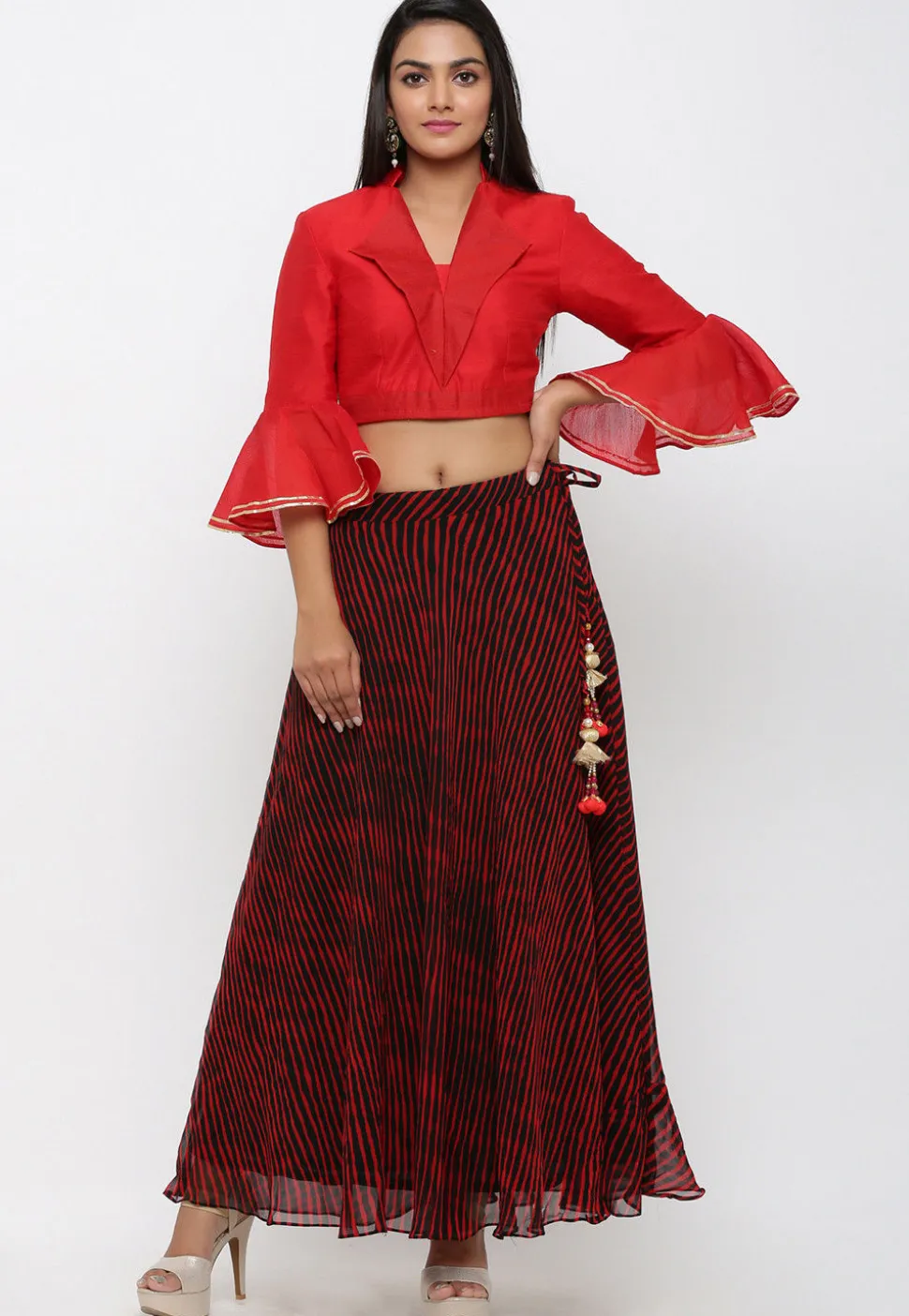 Plain Dupion Silk Blouse in Red