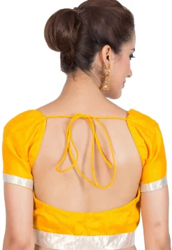 Plain Dupion Silk Blouse in Yellow