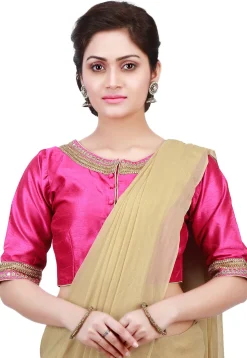 Plain Dupion Silk Blouse in Pink