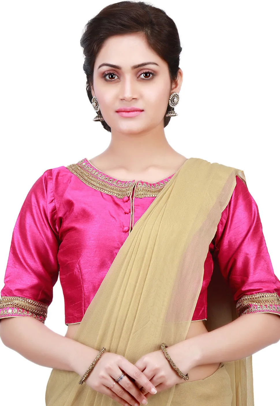 Plain Dupion Silk Blouse in Pink