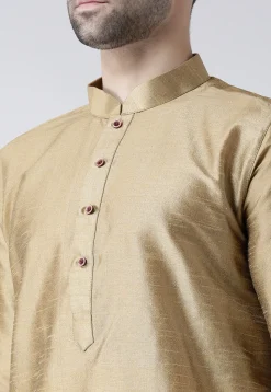 Plain Dupion Silk Dhoti Kurta in Beige