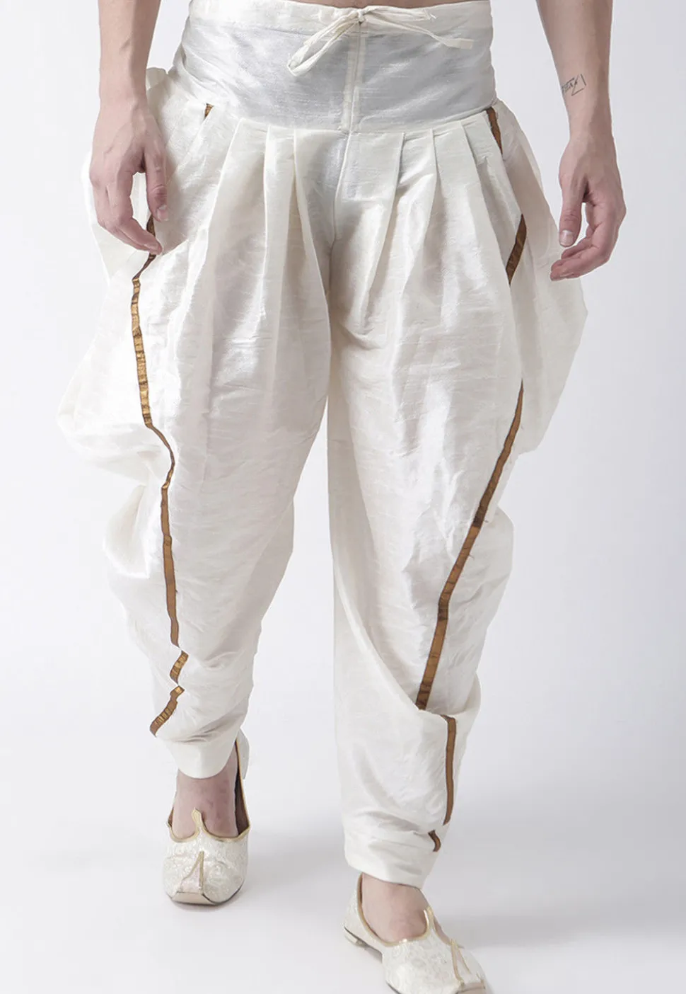 Plain Dupion Silk Dhoti Pant in Off White