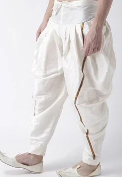 Plain Dupion Silk Dhoti Pant in Off White