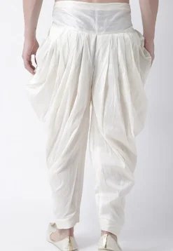 Plain Dupion Silk Dhoti Pant in Off White