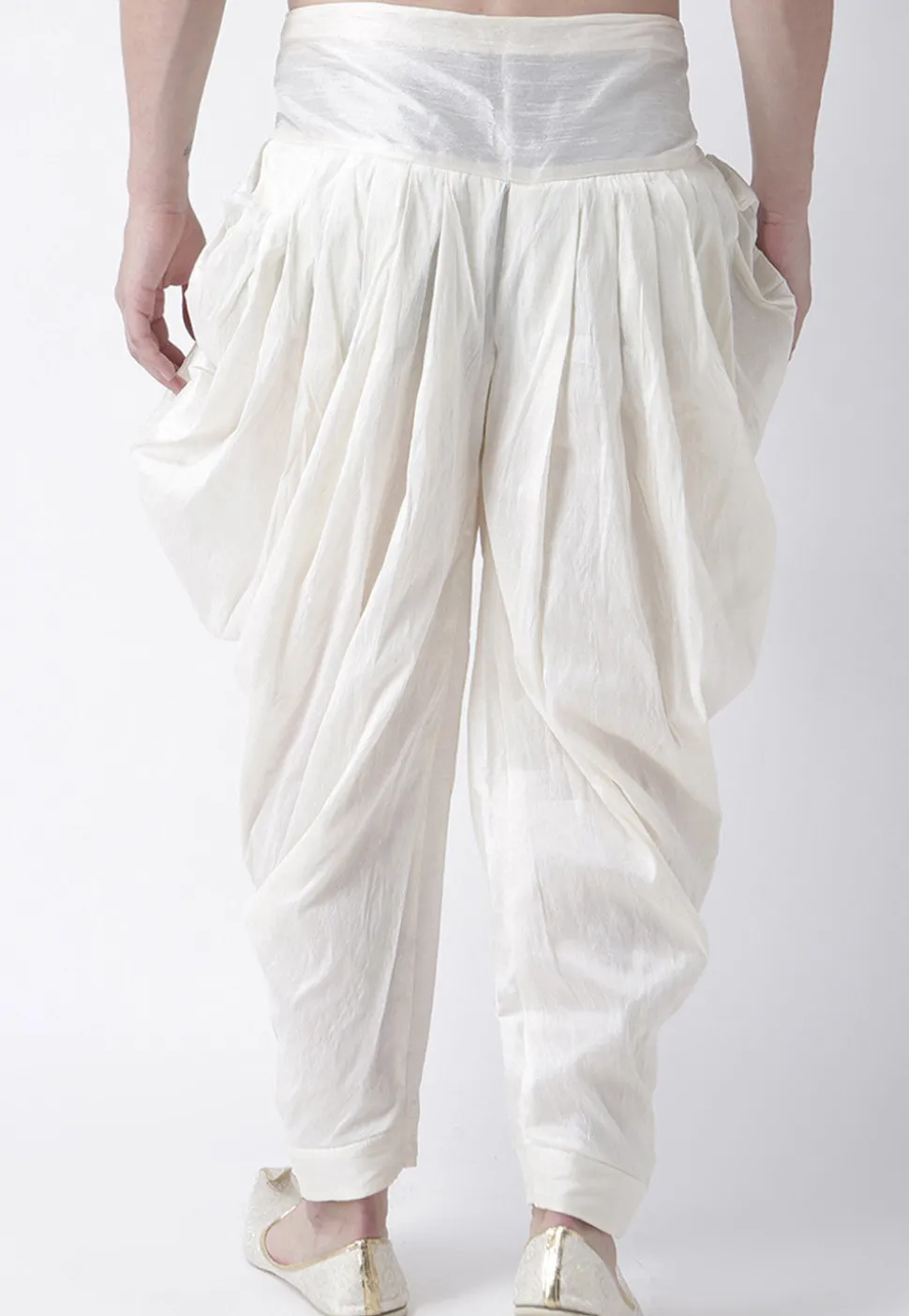 Plain Dupion Silk Dhoti Pant in Off White
