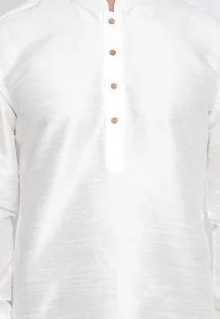 Plain Dupion Silk Kurta in White