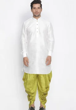 Plain Dupion Silk Kurta in White