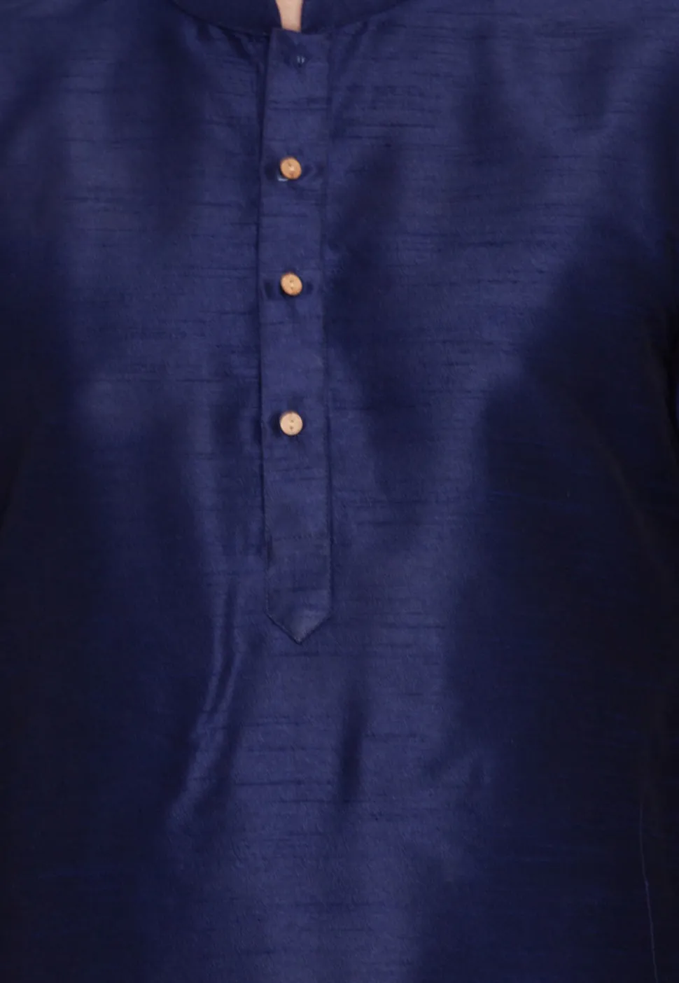Plain Dupion Silk Kurta in Navy Blue