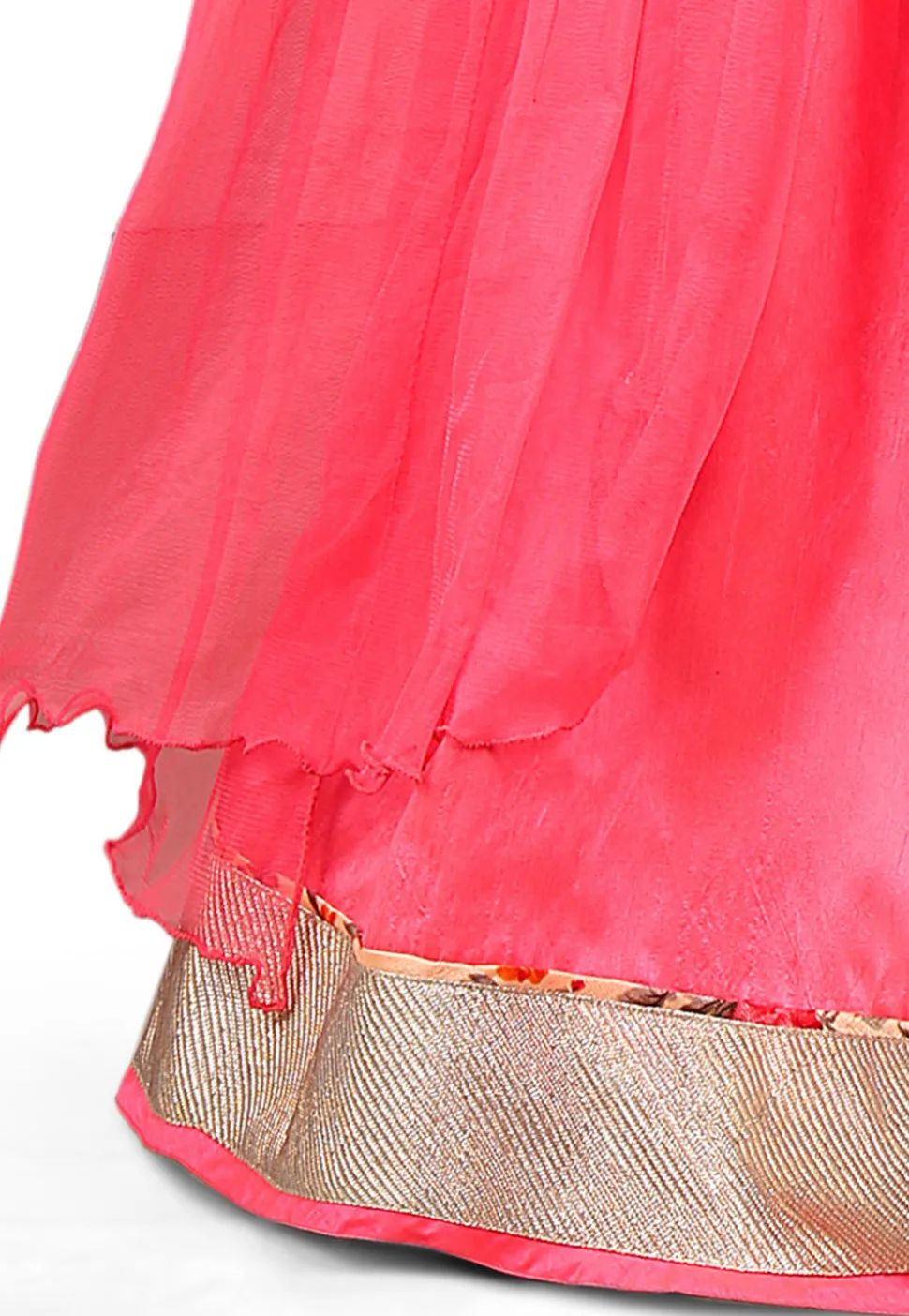 Plain Dupion Silk Lehenga in Pink