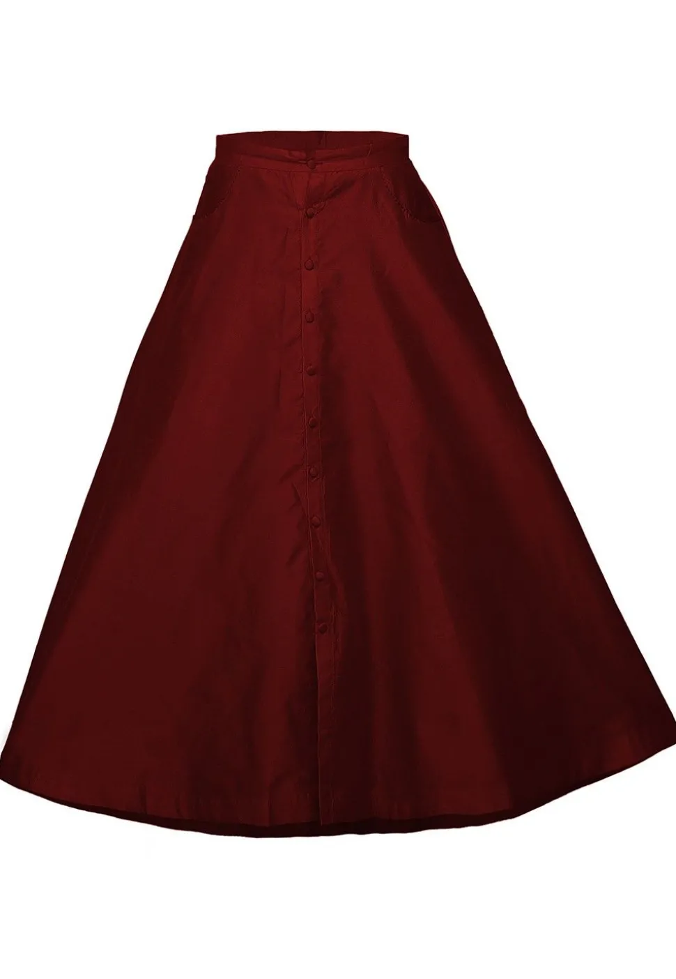 Plain Dupion Silk Long Skirt in Maroon