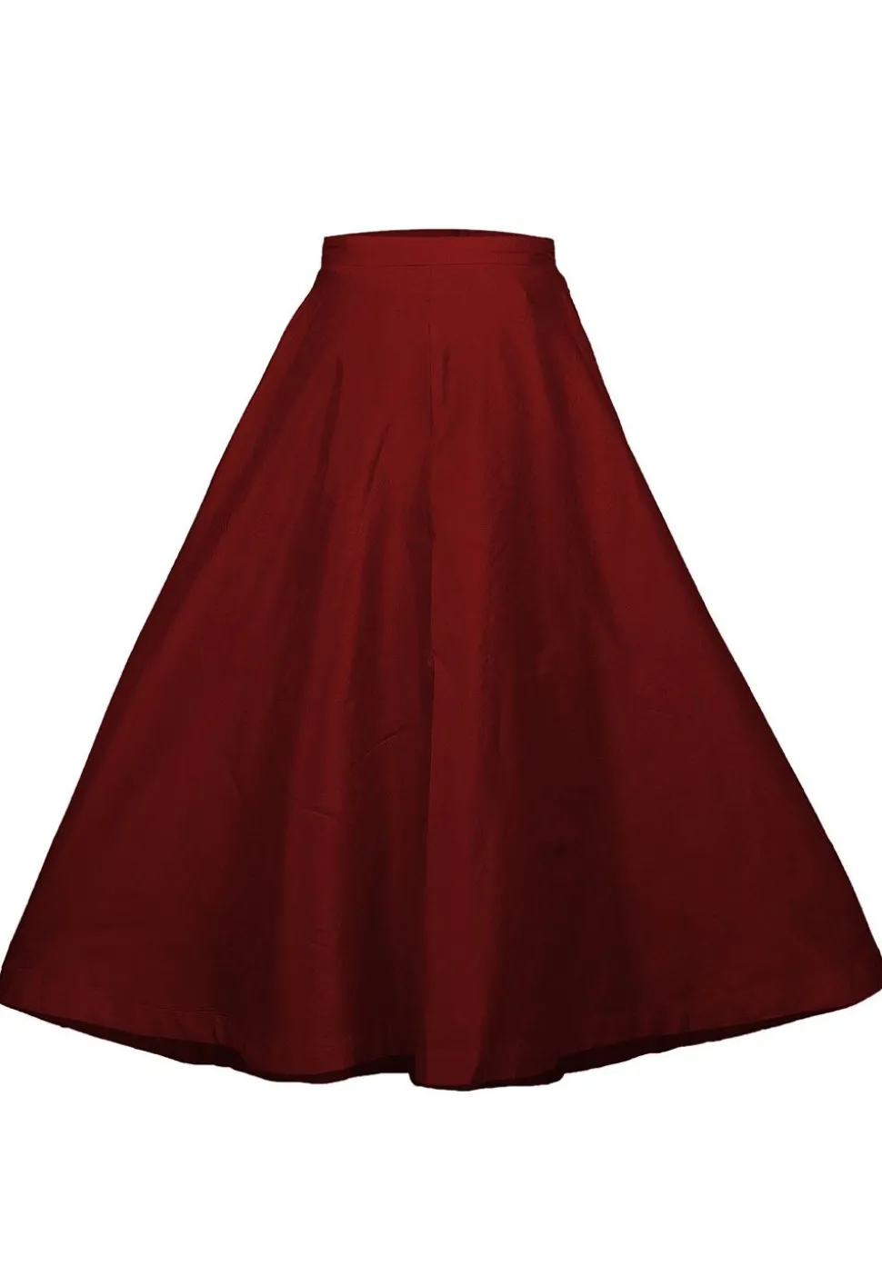 Plain Dupion Silk Long Skirt in Maroon