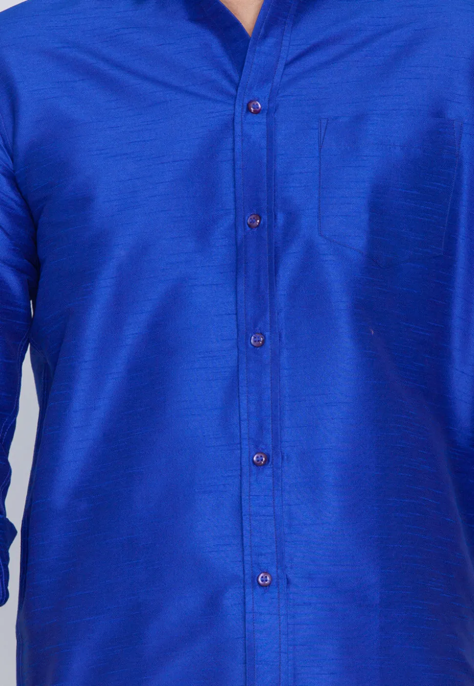 Plain Dupion Silk Shirt in Royal Blue