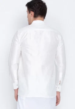 Plain Dupion Silk Shirt in White