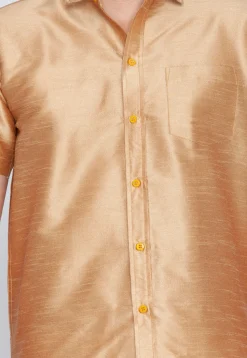 Plain Dupion Silk Shirt in Beige