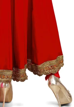 Plain Georgette Anarkali Suit in Red