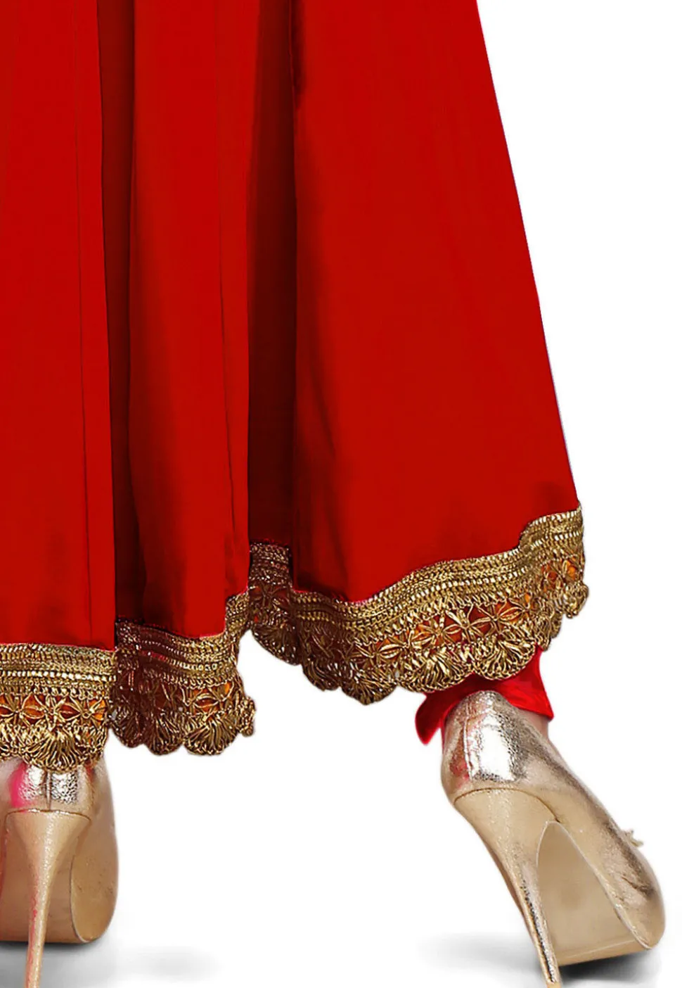 Plain Georgette Anarkali Suit in Red