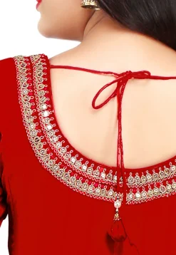 Plain Georgette Anarkali Suit in Red