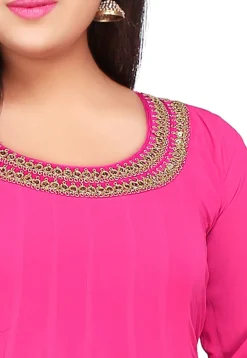 Plain Georgette Anarkali Suit in Fuchsia