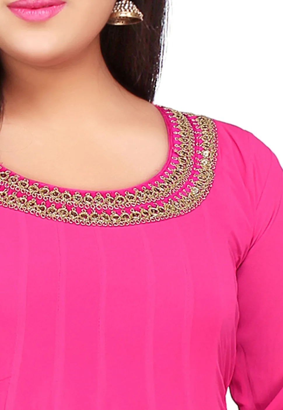 Plain Georgette Anarkali Suit in Fuchsia