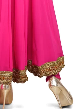Plain Georgette Anarkali Suit in Fuchsia