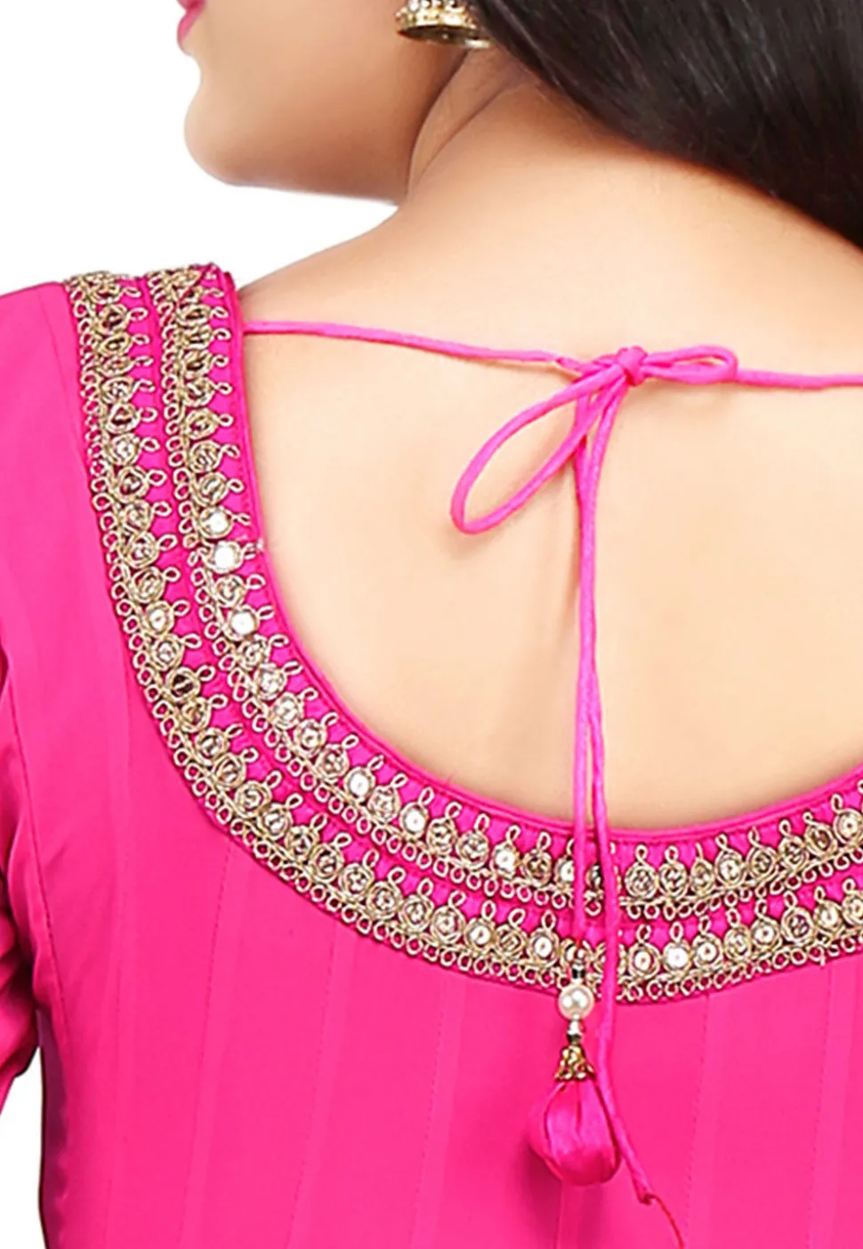 Plain Georgette Anarkali Suit in Fuchsia
