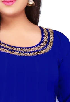 Plain Georgette Anarkali Suit in Royal Blue