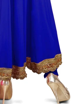 Plain Georgette Anarkali Suit in Royal Blue