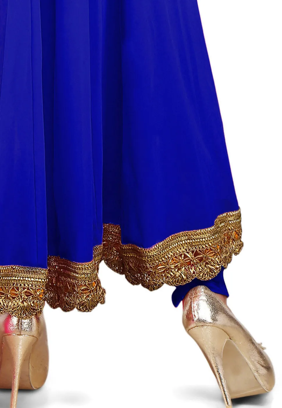 Plain Georgette Anarkali Suit in Royal Blue