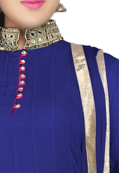 Plain Georgette Anarkali Suit in Royal Blue