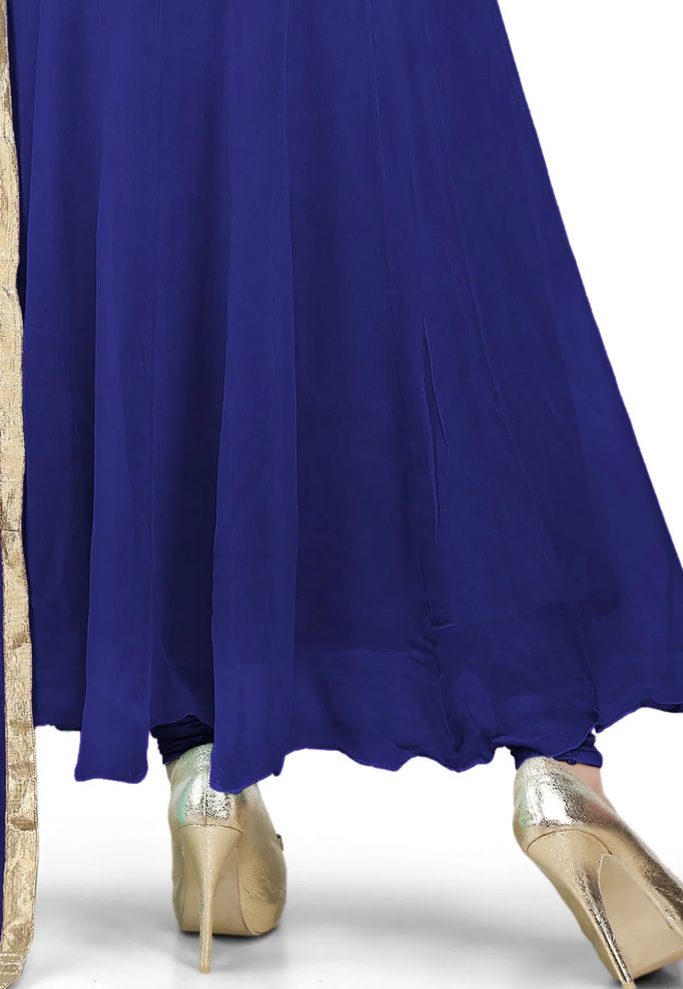Plain Georgette Anarkali Suit in Royal Blue