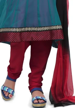 Plain Georgette Anarkali Suit in Teal Blue